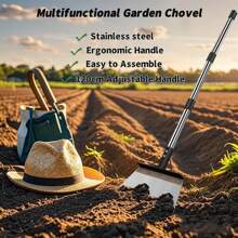 Multifunctional Cleaning Shovel With Handle, Garden Scraper Tool With Adjustable Stainless Steel Long Handle, Moss Remover Tool - Silver - View 3