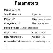 Kemei Km-1572 Barber Clippers Hair Cutting Machine Professional Electric Hair Trimmer Cordless Hair Clippers For Men - Buy Professional Electric Hair Trimmer Professional Hair Trimmer Clippers - Orange - View 7