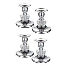 2PCS Silver Metal Cone Candle Holder, Metal Crystal Candle Holder, Elegant Candle Holder Set, Dining Table Center Decoration, Fireplace Candle Decoration (Excluding Candles)