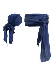 2件套万圣节海盗头箍、帽子、配饰、海盗腰带，材质柔软，适合女性万圣节装扮，也可作为圣诞节装饰品。