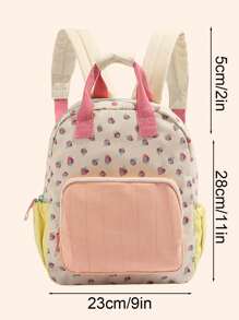 Personalized Embroidered Strawberry Backpack, Customizable Name, Cute Casual Travel Daily Use Bag, Multi-Function School Bag, Back To School Gift, Aesthetic, Kawaii Backpack, Coquette Aesthetic - Multicolor - View 4