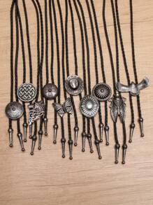 10pcs Random Mixed Western-Style Bolo Tie Necklace Cord Choker For Men - Multicolor - View 6