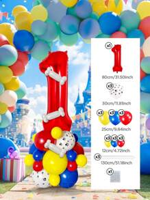 Set de 25 piezas que incluye: Globos con números del 0 al 9 de 32" en rojo/azul/dorado/rosa, Globos de látex con diseño de pata de perro de 12", Globos de látex mixtos de 10" en rojo, amarillo y azul, y Globos largos blancos con forma de hueso de perro. Adecuado para cumpleaños, aniversarios y eventos celebrativos. - Multicolor - Ver 19