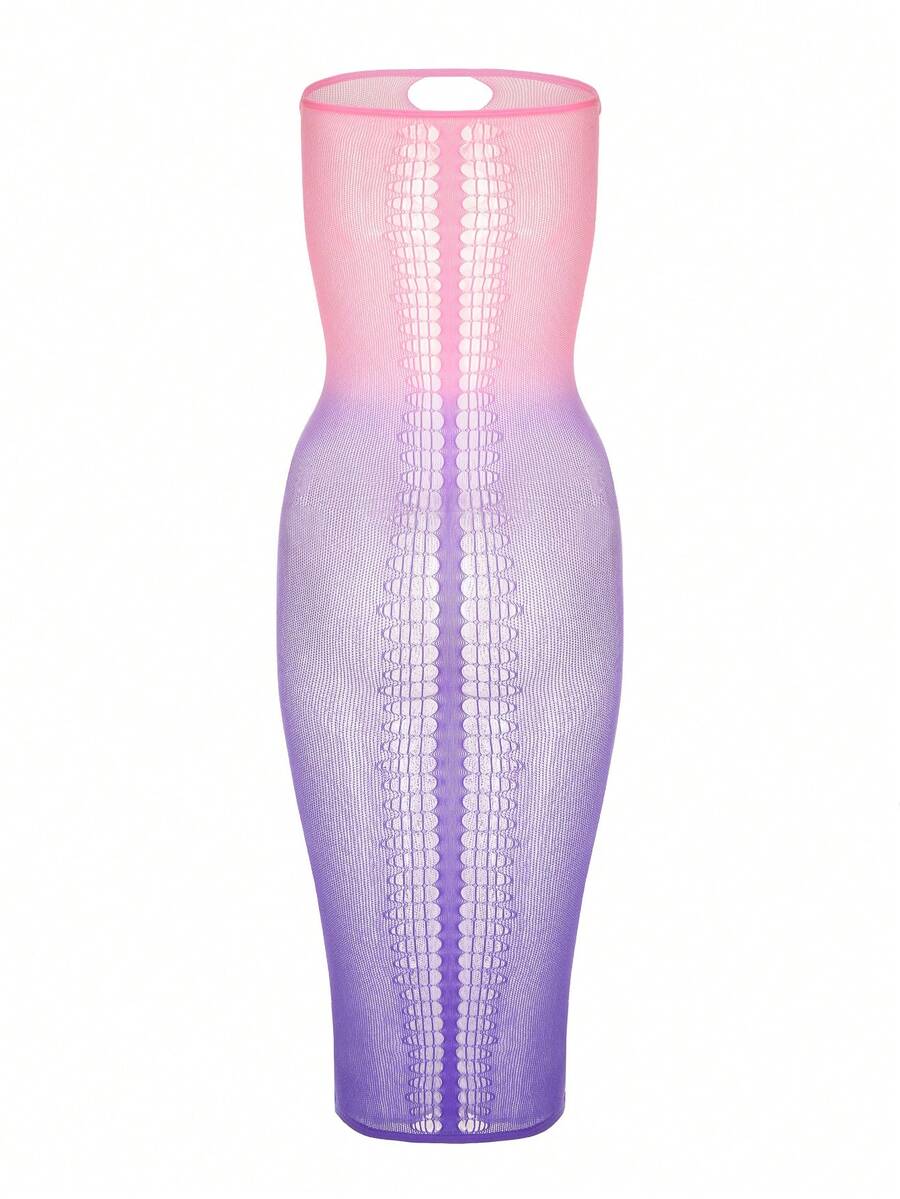 قطعة واحدة من ملابس داخلية نسائية جذابة بتدرج ألوان الأومبير ، فستان ضيق خاص بتصميم مجوف ، قماش عالي المطاطية ، مناسب للعطلات والشاطئ - متعدد الألوان - مشاهدة 1