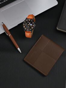 Gift Set: Classic Business Quartz Watch + Pen + Wallet + Gift Box, Wedding Gift, Birthday Gift, Gift For Lover, Father, Teacher, Company Anniversary, Employee, Business Men
