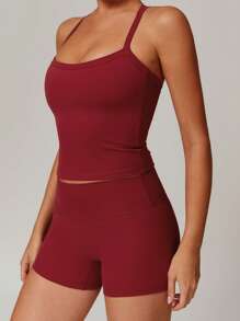 MASKERT Spring And Summer Women's Sports Suit Vest Fitness Suit Tight Running Suit High Stretch Fitness Yoga Suit Home Casual Comfortable Skin Friendly