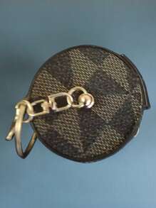 1pc Mini Red Lipstick Wallet Compact Purse With Keychain Stylish Money Holder Earphone Pocket Travel-Friendly Accessory (Mud Color) - Multicolor - View 2