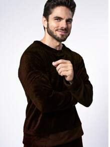 Men's Ultrasoft Long Fleece Pajamas For Cold Winter - Rust Brown - View 4