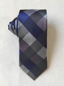 Men's Casual Colorful Plaid Slim Tie(5.5cm) - 藏蓝色 - 查看 1