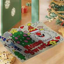 23.62*15.74inches Christmas Silk Hoop Mat For Household Entrance Door Rubbing Soil Mat - White - View 5