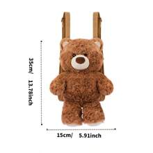 Miniso Gifford Backpack (Brown), Cute Plush Bear Backpack, Travel, Gifts (1 PC)