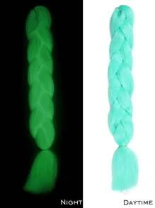 White Pink Blue Green Braiding Hair Jumbo Box Braids Hair Extensions Glow In The Dark Hair Knotless Braiding Hair Luminous Jumbo Braiding Hair Glow In The Dark Hair Extensions For Christmas, New Year, Carnival, Music Festival St Patricks Day(1 Pc 24inch) - Multicolor - View 13