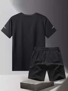 Conjunto deportivo para hombres, ropa de fitness de secado rápido de seda de verano con degradado, camiseta de manga corta, pantalones cortos de ciclismo, camiseta de baloncesto, conjunto de correr