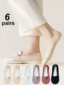 6 Pairs Women's Casual No-Show Socks, Ice Silk Lining, Non-Slip Invisible Thin Liner Socks - Multicolor - View 10