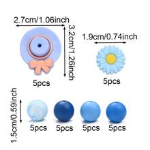 30 件波西米亚雏菊蝴蝶结帽硅胶珠圆花硅胶散珠 DIY 工艺品适用于制作笔、钥匙链、项链、手链