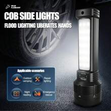 1pc Solar Powered LED Flashlight COB Side Light USB Rechargeable Spotlight For Camping Hiking Fishing - As Shown In the Figure - View 7