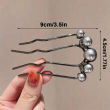 2pcs Elegant Faux Pearl Bun Maker - Special 4-Claw Comb, Suitable For Curly And Long Hair Styling Combs For Hair Side Comb