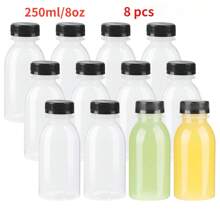 2/4/6/8/10 Stücke klare Plastikflaschen, wiederverwendbare Mini-Saftflaschen mit Deckel, kleine leere Getränkebehälter, auslaufsicher. Für Saft, Milch, Smoothies, Eiskaffee, Fruchtshakes, Soßen, Sirupe und andere Getränke zur Aufbewahrung. Kann Ihren unterschiedlichen Bedürfnissen und Ersatzbedarf erfüllen. - Verschiedenfarbig - Übersicht 17