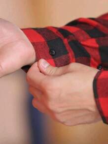 New Men's Plaid Flannel Long Sleeve Dress Shirt - Đỏ - Xem 7