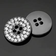 Shiny Metal Buttons 4 Hole Round Buttons Metal Buttons Inlaid With Rhinestones , Decorative Buttons For Crafts Arts & Crafts Supplies , Sewing Buttons For Clothing Sewing & Knitting Supplies.