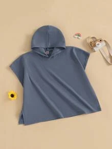 Traje de baño para niños, toalla de baño con capucha para niños pequeños, ropa de playa sólida para niñas y niños - Azul - Ver 4