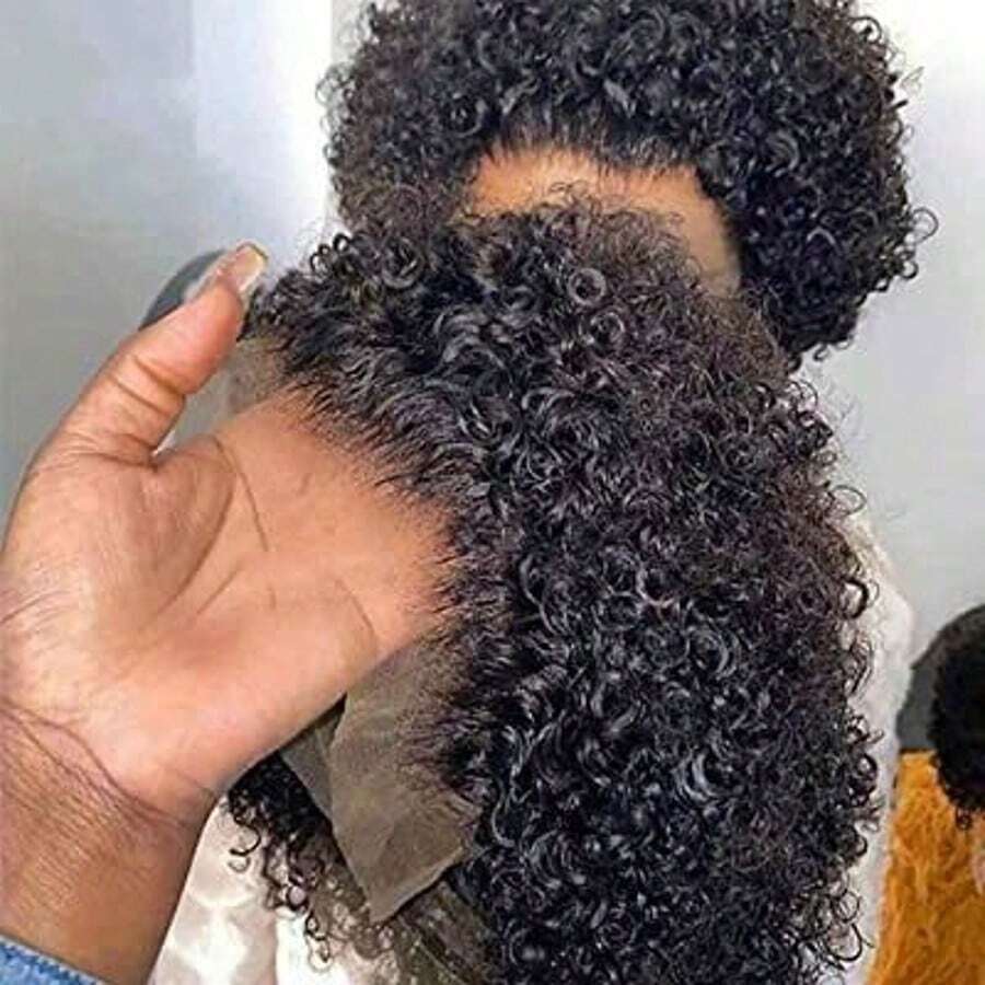 Pixie Cut Curly Human Hair Wigs Ginger 350 Short Curly Lace Front Human Hair Wigs For Women 6 Inch 13x1 Transparent Lace Frontal Wigs Water Wave Dark Rooted To Ginger Orange Color - Natural Black - 查看 1