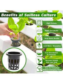 50/10pcs Hydroponics Net Pots,Hydroponic Planting Basket Soilless Cultivation,Round Heavy Duty Net Cups Pots,Slotted Mesh Cups For Plant Growth Systems