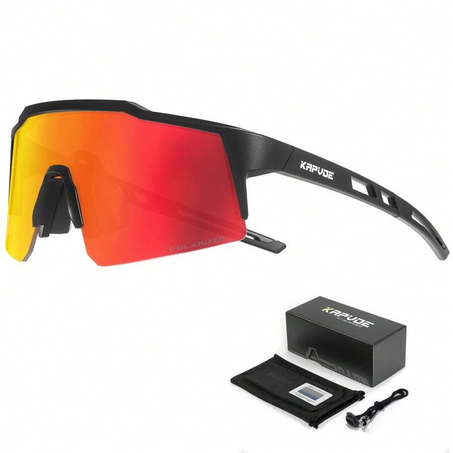 KAPVOE Polarized Fishing Glasses Kids Cycling Glasses Boys Girls Sports Glasses Children MTB Mountain Road Bike Outdoor Sports Tr90 Frame Glasses Camping, Running And Surfing Glasses - 01 - 查看 1