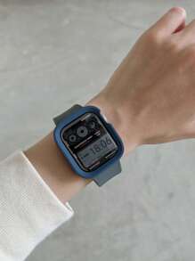 2pcs Unisex Silicone Sport Watch Bands, Soft Adjustable Breathable Wristband And Protective Full Coverage Watch Case, Compatible With Apple Watch 40/41/42/44/45/46/49mm, Series Ultra/SE/11/10/9/8/7/6/5/4, Smartwatch Accessory