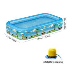 1pc Large 3-Ring Inflatable Swimming Pool, Bright Cartoon Print, Suitable For Whole Family, Versatile Entertainment Equipment For Yard, Durable, Easy Installation, Space-Saving, Portable, Can Be Used For Sand Play, Water, Raising Fish, An Excellent Gift