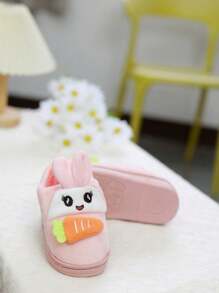 1 双卡通儿童拖鞋，保暖室内防滑厚底家居鞋，适合睡衣和家居服，秋冬季 - 粉色 - 查看 5