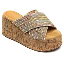 Sandals Compensation In Liège Avec Brides Croissants In Raphia – Élégance Bohème And Confort Absolu - Multicolor - View 2