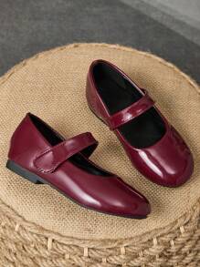 1 Paio di Scarpe in Pelle Verniciata Lucida per Ragazze da Scuola/Recita, Scarpe da Cerimonia con Punta Tonda e Suola in Morbida Pelle, Stile Scolastico Carino e Alla Moda