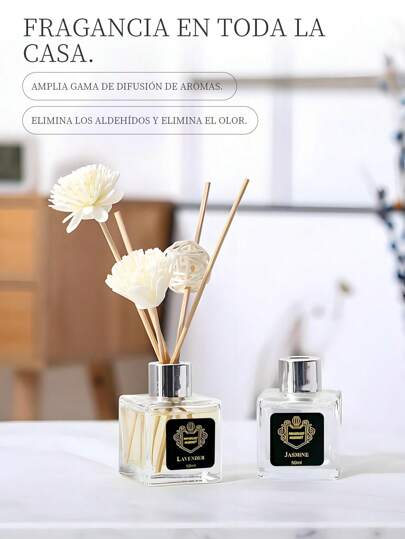 Set de aromaterapia de 50ml, ambientador con fragancia fresca floral y afrutada, aromaterapia duradera, difusor de aire para el hogar, decoración para el hogar, incluye varillas con flores, la mejor opción para regalar.