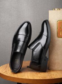 Men's Pointed Toe Dress Shoes, New Autumn/Winter English Style Business Formal Casual Versatile - Black - View 2