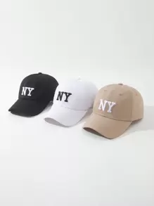 3pcs Women Street Style Fashionable Embroidered NY Plain Baseball Cap, Ideal For Spring/Summer Breathable Sun Protection And Daily Outfits