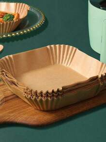 100 pièces de papier sulfurisé carré et rond jetable pour friteuse à air, papier anti-huile pour la cuisson, le barbecue, les activités de plein air. Doublures pour friteuse à air, accessoires de cuisine pour friteuse à air