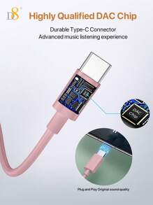 D8 Type C Headphones In Ear Earphones Earbuds With Mic And Volume Control - Pink - View 7