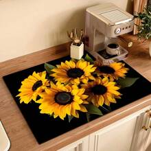 1pc Sunflower Pattern Printed Absorbent Mat, Home Decor, Suitable For Espresso Machine Countertop, Sink Drain, Faucet, Bathroom Vanity, Kitchen & Bathroom Accessories - FULSD283 - View 8