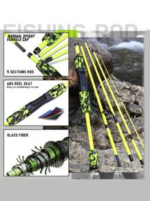 SOUGAYILANG Kit de Combo de Pesca: Caña de Spinning de 5 Secciones de Fibra de Vidrio y Carrete de Aluminio con Relación de Engranaje 5.2:1 - Carrete de Pesca Intercambiable Derecha/Izquierda con Kit de Accesorios de Pesca (Especificación de Línea de Pesca Aleatoria)
