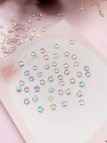 100 Pieces Of Spring And Summer Style Mocha Small Size Starfish Shaped Design Nail Art Decoration Japanese Diy Star Rhinestone Small Nail Decoration Multiple Colors Randomly Mixed Nail Supplies Nails Nail Charms Nail Gems - Multicolor - View 3