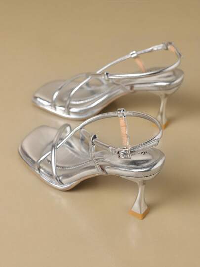 2025春夏新款优雅高跟凉鞋，简约舒适时尚女鞋，紫色细跟高跟凉鞋