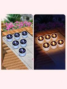 1/6pcs太阳能灯花园户外防水儿童房照明家用小夜灯庭院装饰感应吊灯阳台布置蜡烛灯 - 彩色 - 查看 7
