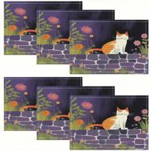 1/4/6 件厨房餐桌垫采用猫图案设计，由 100% 聚酯纤维编织而成。尺寸为 12 * 18 英寸/30 * 45 厘米，可机洗，耐热、防污、防水且易于清洁。它们可用作礼物、家居用品、厨房用品和春季室内装饰。 - 彩色 - 查看 21