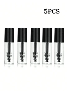 1/5Pcs 3ml Mascara Empty Tube, Injection Molding Transparent, Refillable Diy Cosmetics Reusable Sample Bottles,Clear, Small, Suitable For Travel Cosmetics Dispenser,Makeup,Cheap,Room Decor,Vanity,Travel,Bedroom,Makeup Accessories