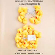 1 Peça Luzes de Corda LED em Formato de Pato Amarelo, Adequado para Quarto, Sala de Estar, Festa de Aniversário, Decoração de Evento Festivo