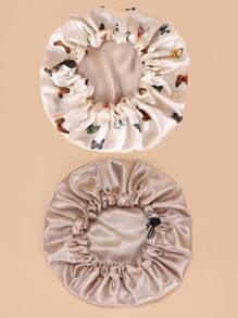 1 Pc Elastic Ribbed Beanie Hat, Suitable For Daily Wear - 2 Pieces Of Gold + Rice Butterflies - View 3