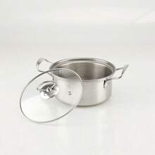 3X Induction Non Stick Stainless Steel Cookware Cooking Pot Pan With Lids Set UK - Silver - View 3
