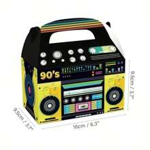 12 Confezioni di scatole regalo temi musica anni '80 '90, scatole per dolci, spuntino e regali per feste a tema, compleanno, vacanze, matrimoni, spiaggia, ritorno a scuola, decorazioni