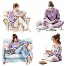 1 opakowanie Vintage Purple Series Wygodne naklejki dekoracyjne do domu do czytania, picia kawy, prowadzenia dziennika, cięcia DIY, notatnika, pamiętnika, albumu ze zdjęciami, artykułów szkolnych, dekoracyjnych naklejek - Fioletowy - Zobacz 7